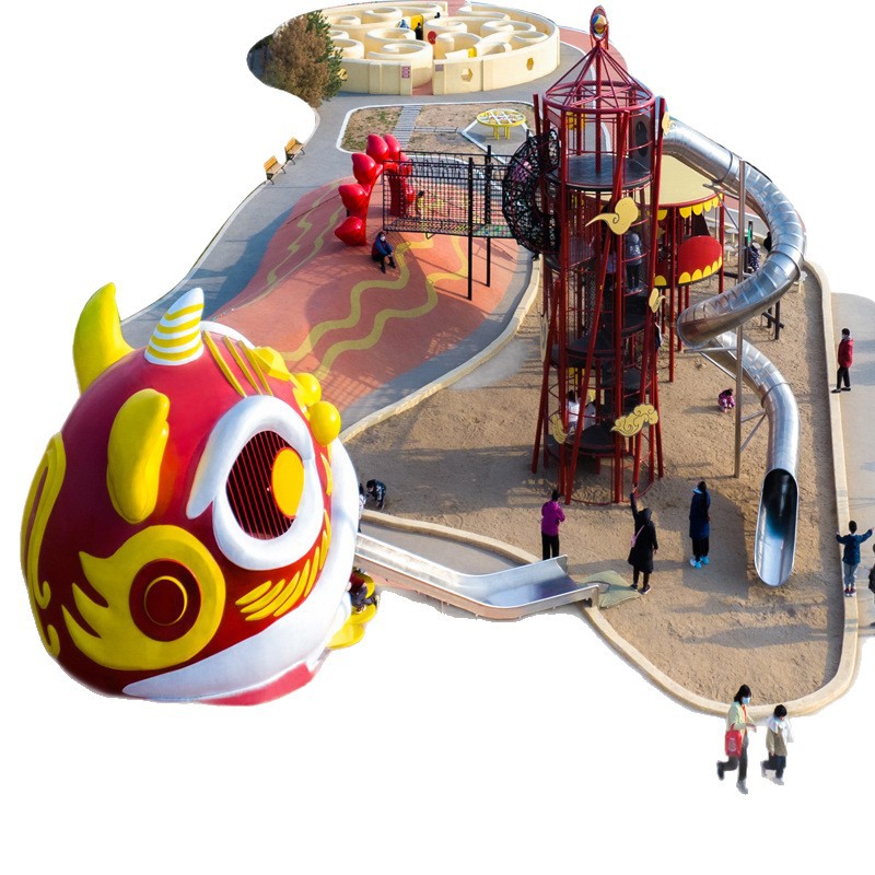 Fabricante mayorista de equipos de entretenimiento sin motor para parques municipales, tobogán combinado de acero inoxidable, instalaciones de entretenimiento.