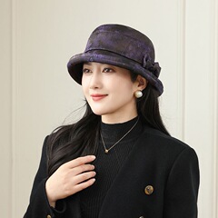 2025新款春秋季妈妈优雅渔夫帽子中老年人女士洋气百搭老太太盆帽