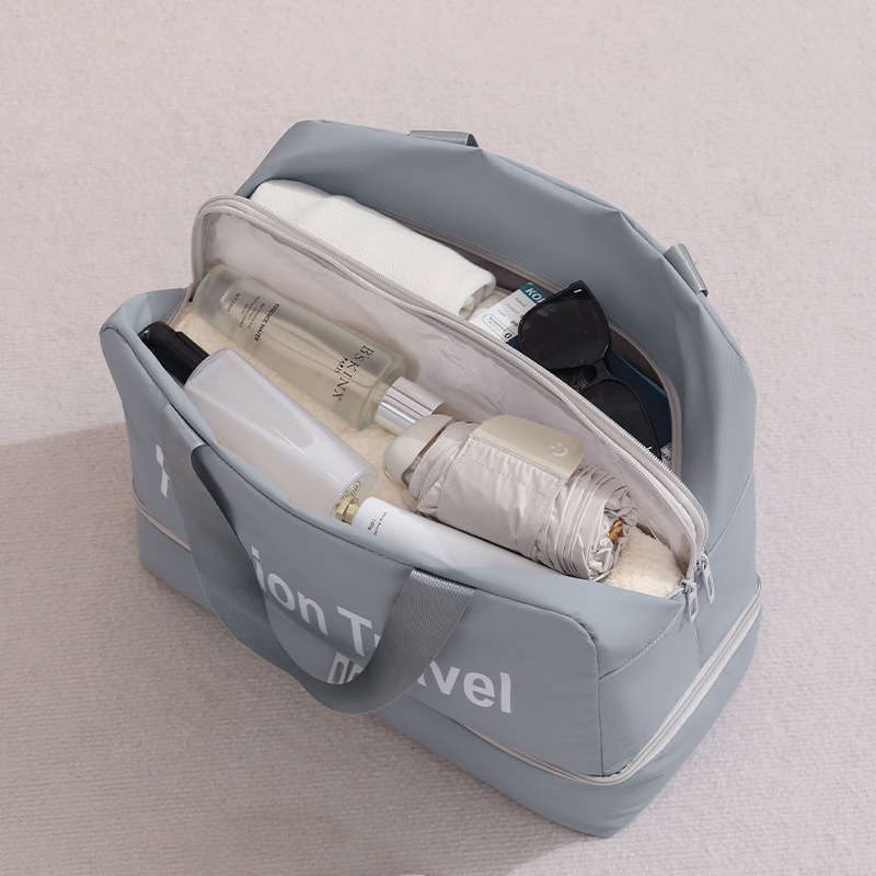 Runhui nuevo bolso de viaje ligero con almacén de zapatos bolsa de fitness de película de cuero 600D bolsa de separación seca y húmeda bolsa de viaje de gran capacidad