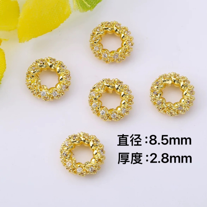 14K保色满钻微镶锆石缠绕麻花隔珠隔片花环配饰 diy 手链饰品配件|undefined