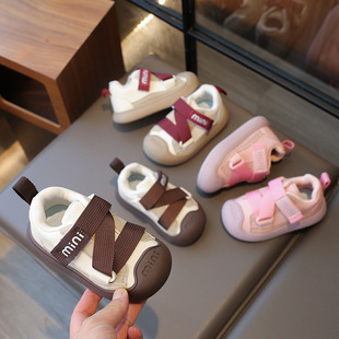 Baby Toe-Toe Anti-Kick Comfortable and Lightweight Toddler Shoes 2024 Early Autumn Infants and Young Children Casual Color-Blocked Letter Sneakers