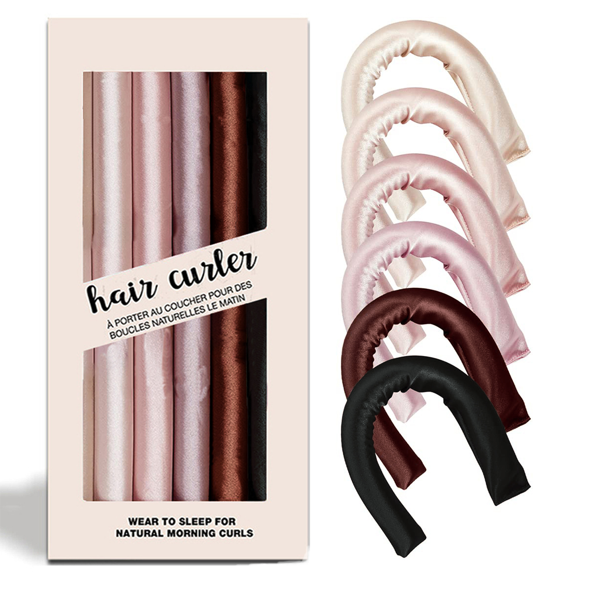 Rizador sin calor estilo amazon, set de 6 piezas de goma de 25 cm para ondas naturales