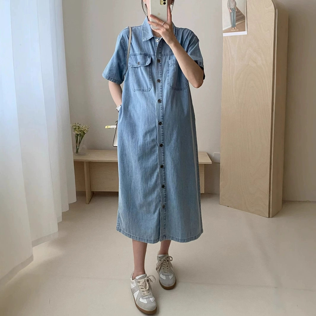 Корейская версия повседневного платья для беременных модные ретро беременные джинсовая юбка летнее повседневное дикое платье для беременных прилив