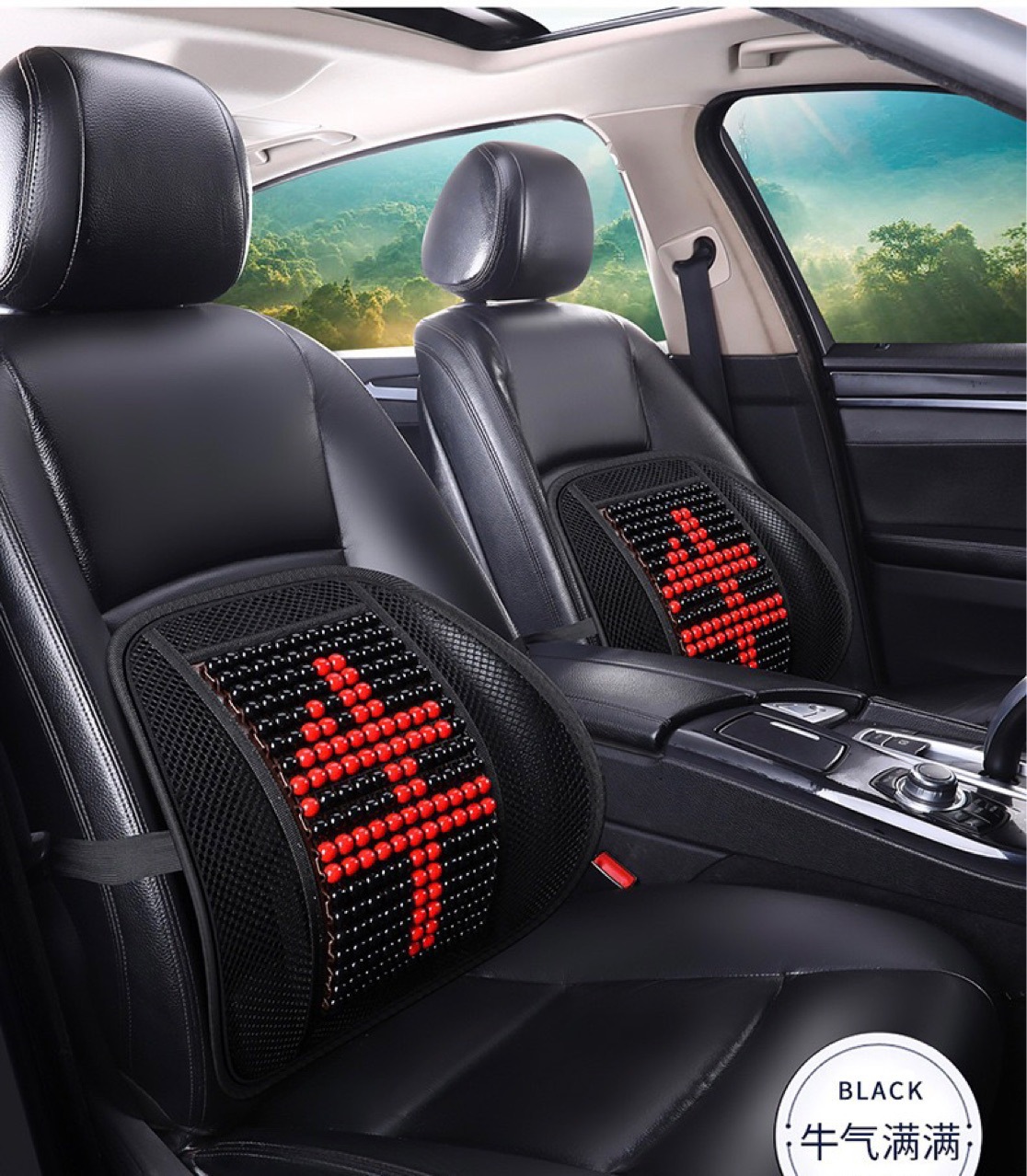 Summer Mesh Breathable Wooden Beads Steel Wire Lumbar Support Ventilated Massage Lumbar Cushion Office Seat Back Cushion Lumbar Cushion