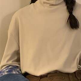 德绒高领打底衫女内搭2022秋冬款加绒加厚长袖t恤修身保暖上衣ins