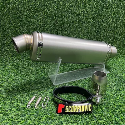 Motorcycle Exhaust Pipe T98 Tail Section ZX4R CBR400 NINJA 400 250RR RC390 GSX250R (Motorcycle exhaust pipe) - long-440mm-titanium-color