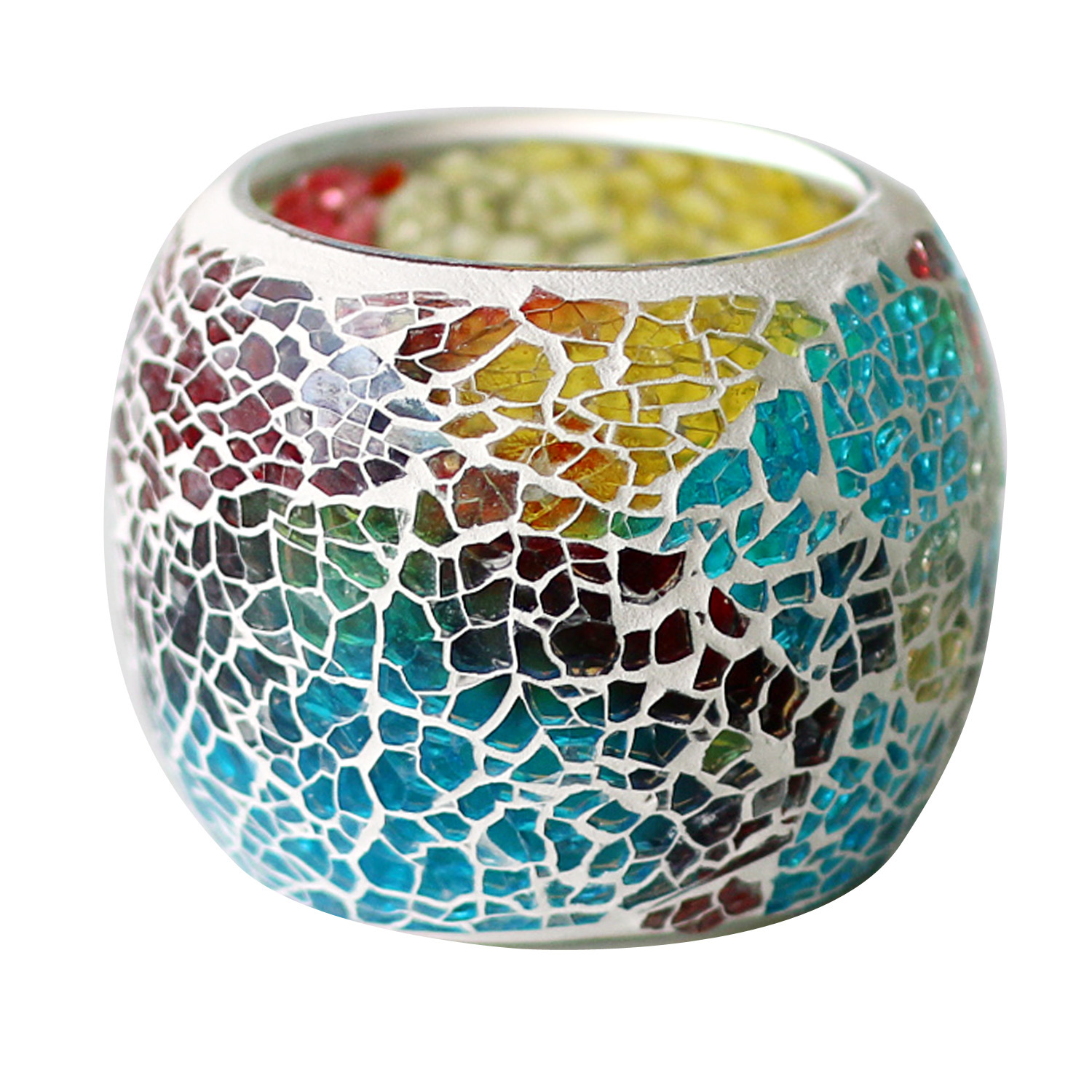 Candelabro de cristal estilo europeo con mosaico, decoración de boda y mesa, portavelas creativo de colores