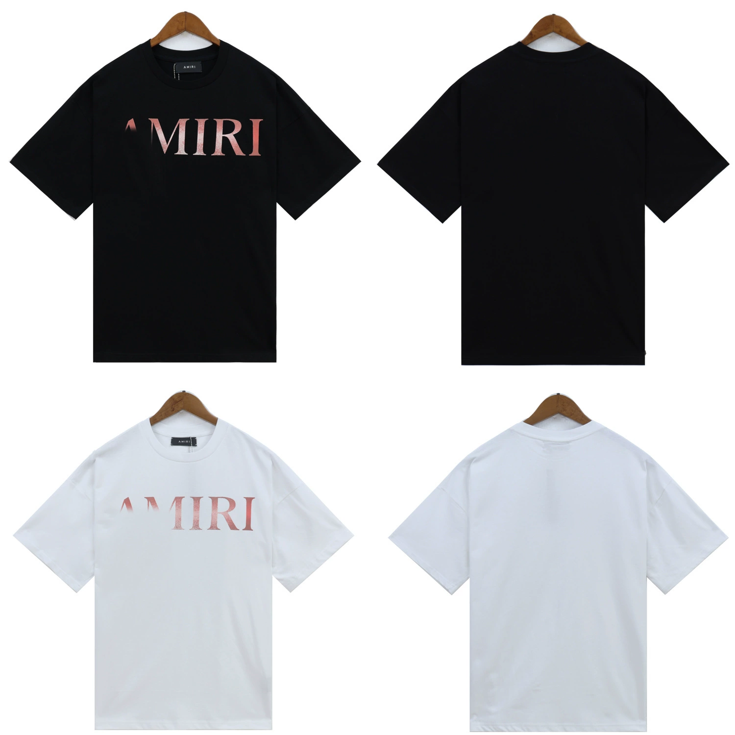 AMIRI весна-лето новые градиентные буквы с логотипом печатные хлопчатобумажные большие размеры для мужчин и женщин с короткими рукавами внешнеторговые футболки с половинными рукавами