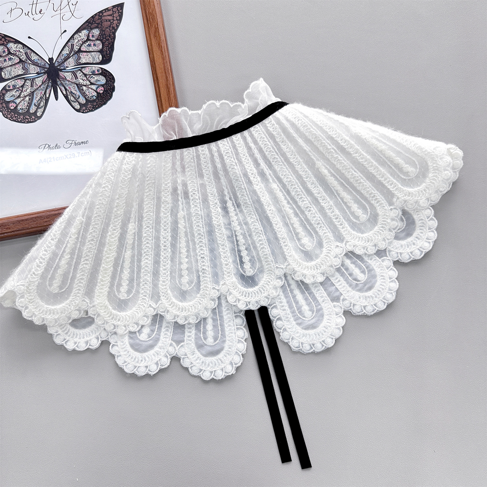 Nuevo mantón de encaje japonés con cuentas de encaje bordado pequeño chaleco falda a juego camisa decorativa exterior collar falso