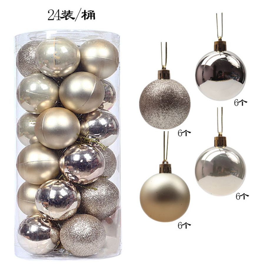 En stock suministro 24 bolas de Navidad de barril creativo bolas decorativas de Navidad bolas de plástico mate al por mayor regalos de Navidad