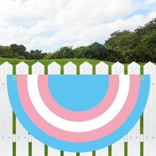 Cross-border new creative rainbow flag fan-shaped holiday flag flag hanging 45*90cm semi-circular outdoor decoration flag wholesale