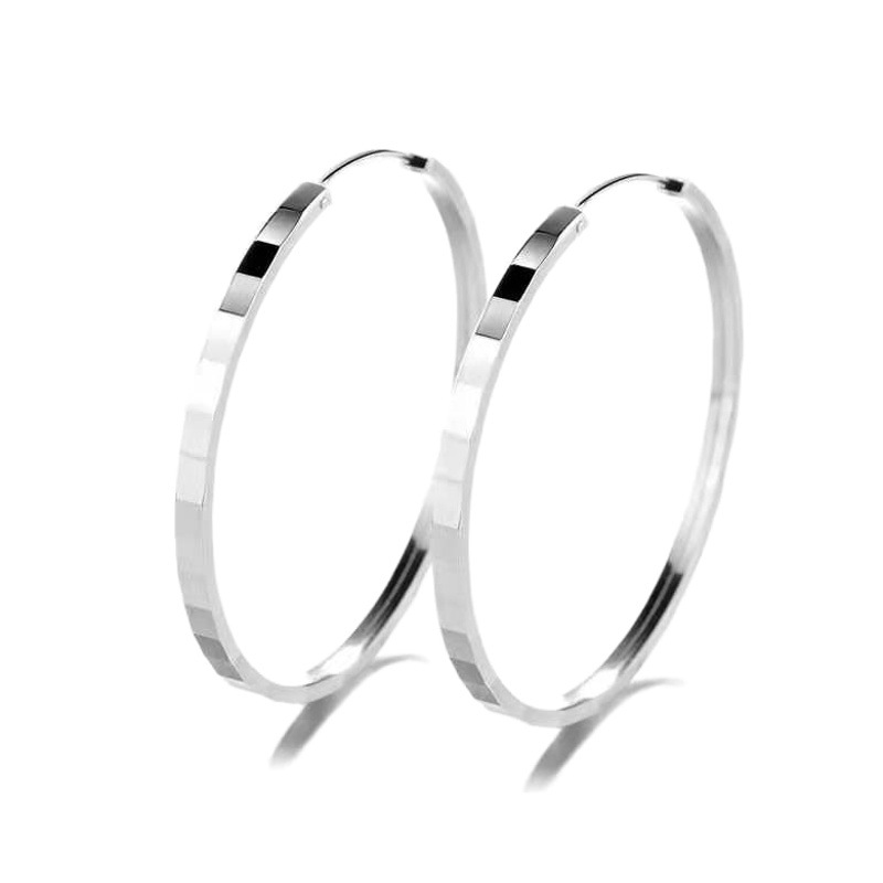 Large Earrings Three-sided Car Flower 925 Silver Needle White Copper Platinum Plated Earrings Large Hoop Earrings Exaggerated Earrings Earrings