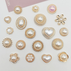 模造真珠 diy ジュエリーアクセサリー DIY ラウンド愛衣類パッチボタンおもちゃアクセサリーホール靴アクセサリー
