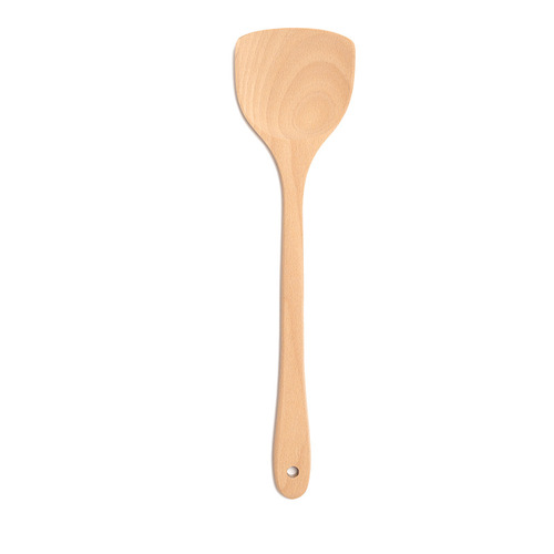 Beech paint-free and wax-free kitchen cooking wooden spatula set long handle cooking spatula wooden spoon spatula set