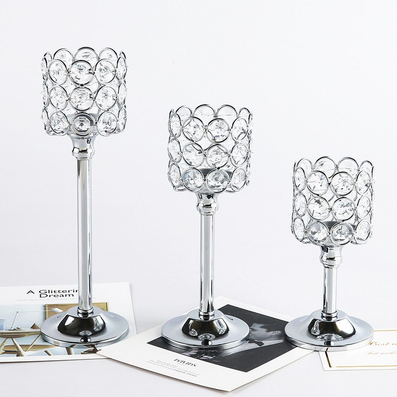 Diferencia europea candelabro de cristal creativo adornos metálicos bodas hoteles hogares velas para la cena accesorios decoración joyas