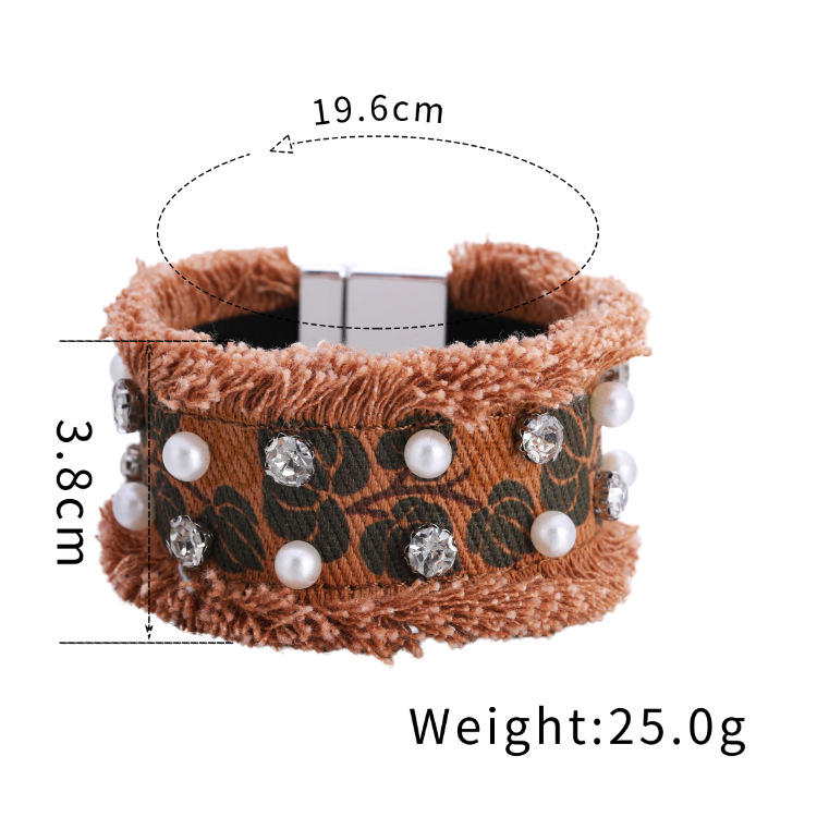 Denim Strass Perlen Armband Mit Retro-print display picture 18