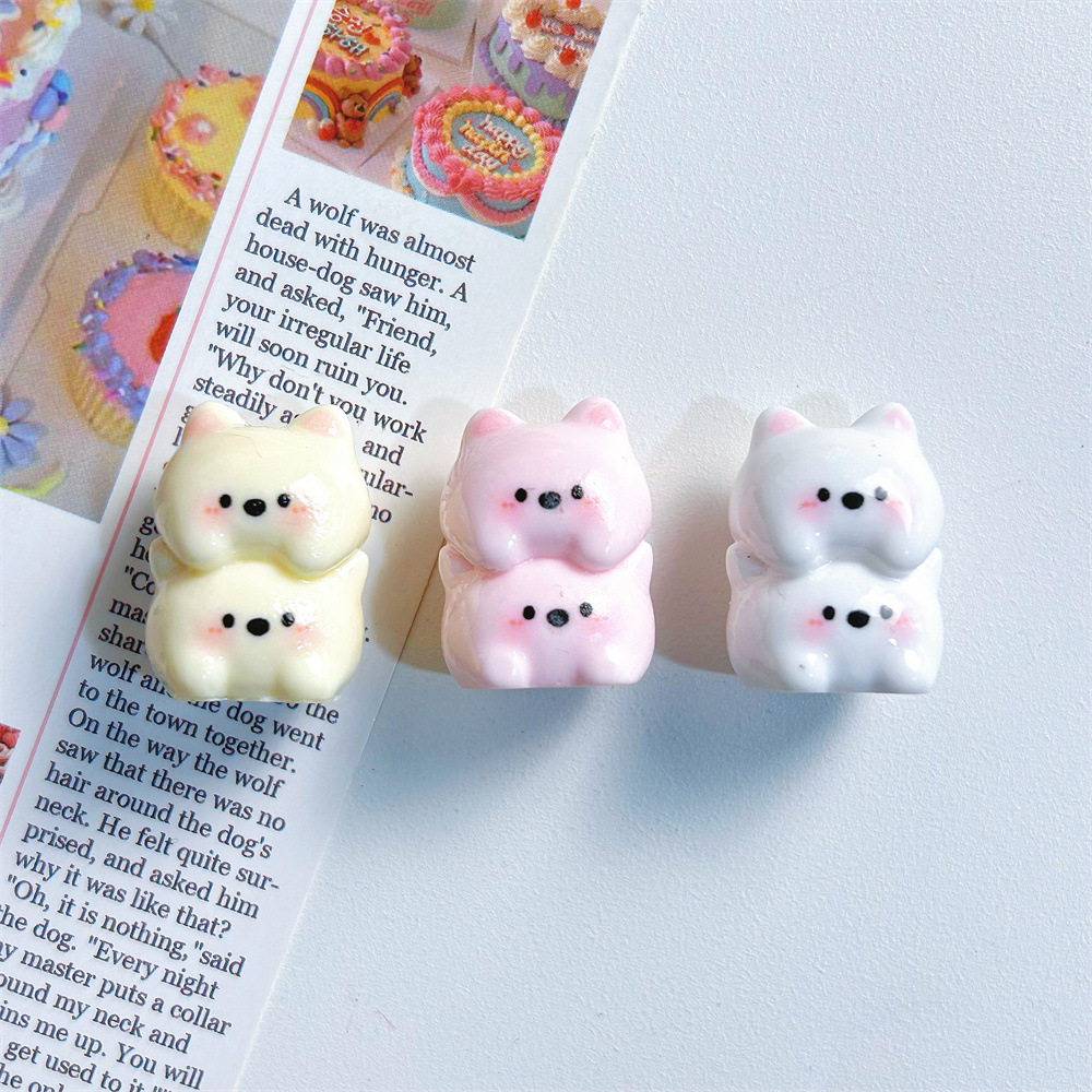 귀여운 스택 웨스트 하이랜드 수지 액세서리 diy 크림 고무 휴대 전화 체인 장식품 손으로 만든 수제 펜던트 쥬얼리