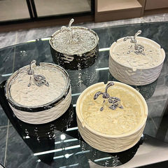 ins陶瓷烟灰缸带盖防飞灰家用客厅轻奢高颜值创意烟缸高级感奶油