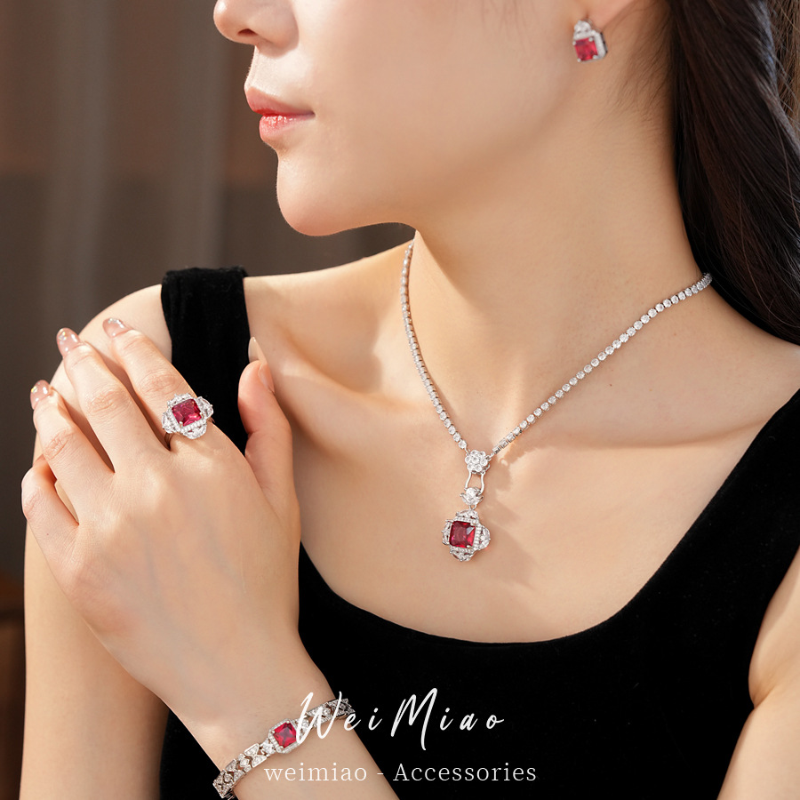 Palacio estilo de piedra cuadrada collar ligero lujo nicho collar de clavícula de alta calidad temperamento refinado conjunto de joyas personales