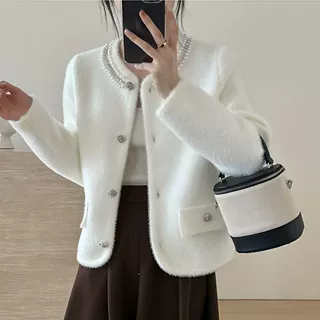 2026韩国外套秋冬新款  女士水貂精致重工亮片钉珠设计感超仙外套