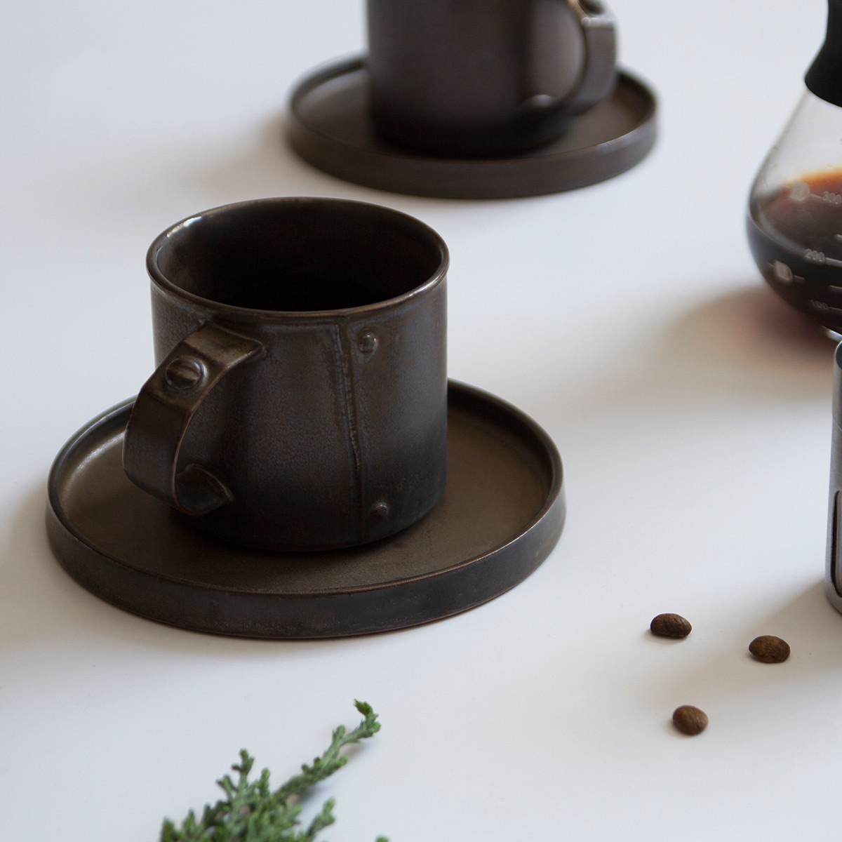Taza de diseño japonés creativo Oficina capuchino Taza de café de gres Taza de agua de nicho de alto valor