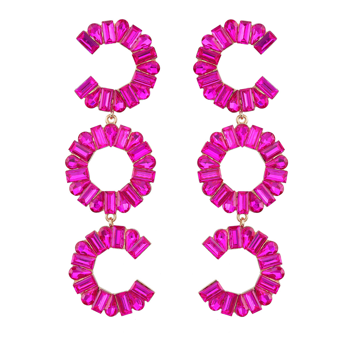 Crystal Drop Earrings Women C-shaped Sparkling Designer Style_voghion.com