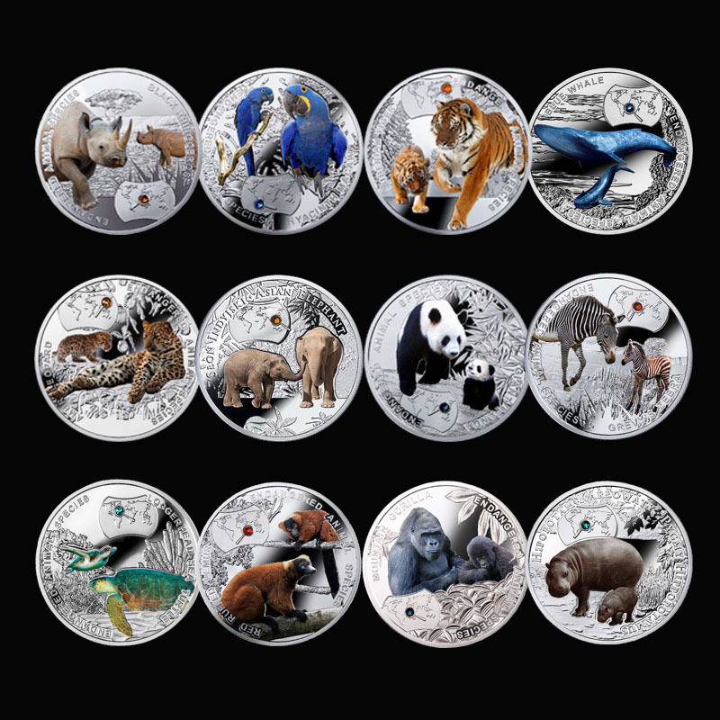 Africa Zambia Endangered Leopard Silver Plated Diamond Plated Coin Craft Elephant Siberian Tiger Commemorative Medal Africa Zambia Endangered Leopard Silver Plated Diamond Plated Coin Craft Elephant Siberian Tiger Commemorative Medal
