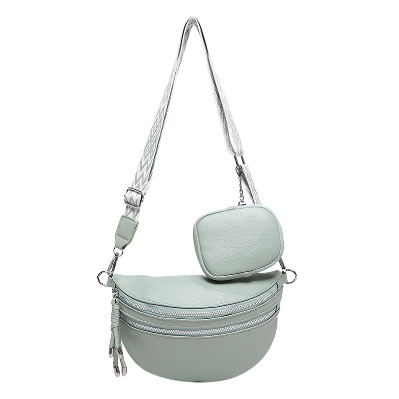 Moda 2024 invierno nuevo tipo de correa de hombro ancha estilo extranjero simple bolso de hombro casual de color sólido bolso de transporte ligero