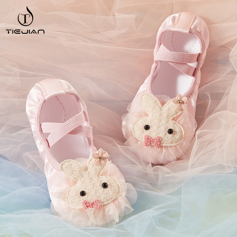 Children's Dance Shoes Girls Soft Sole Exercise Shoes Satin Ballet Cat Claw No Lace Body Training Dance Shoes Wholesale