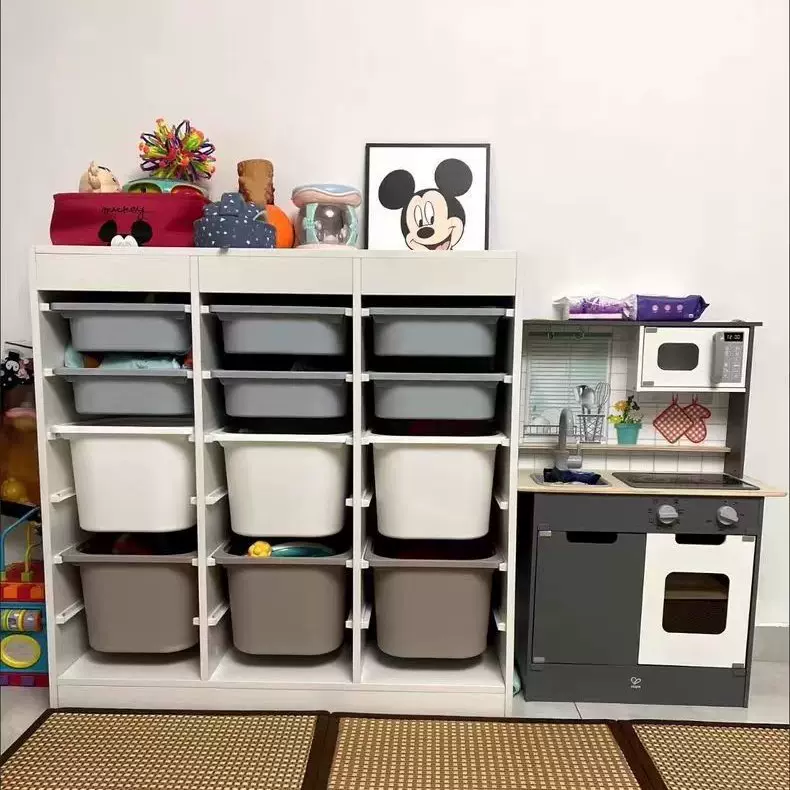 玩具收纳柜实木儿童书架储物柜宝宝家用大容量多层收纳柜