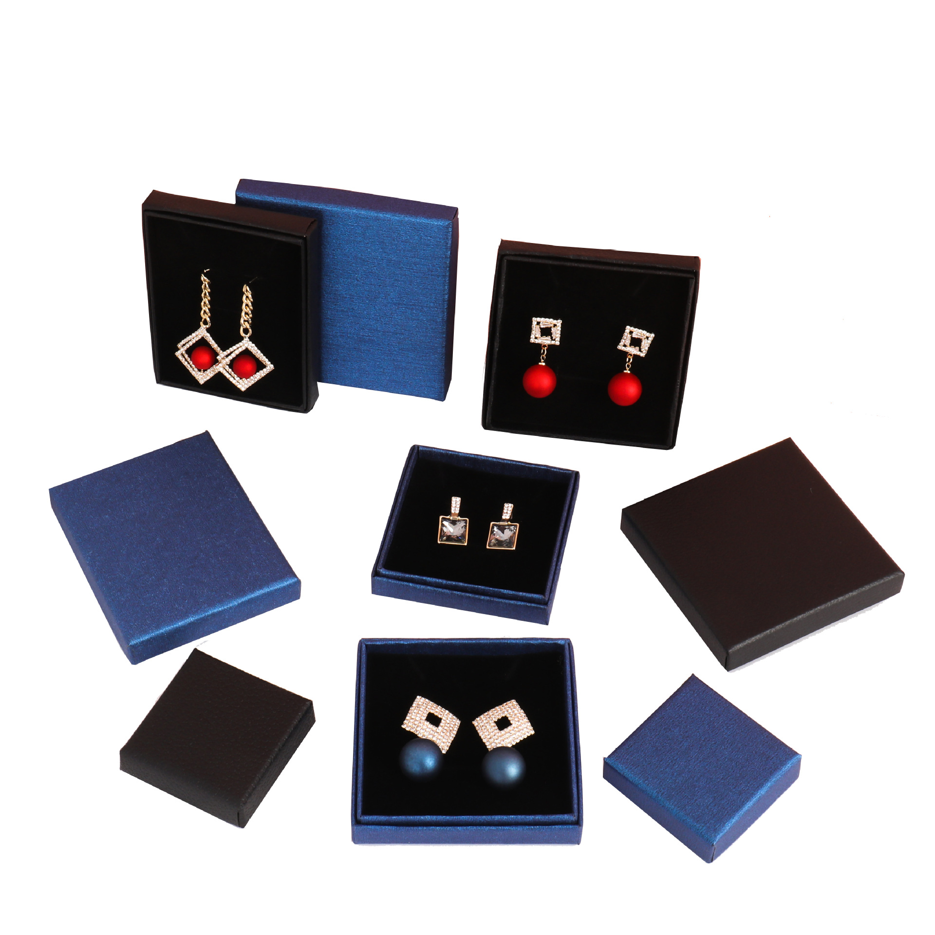 Spot Thin Jewelry Box Black Necklace Earring Box Amazon Ring Jewelry Box Blue