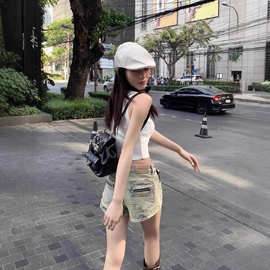 【非实拍】辣妹梨形低腰水洗包臀牛仔超短裤女修身显瘦短热裤女