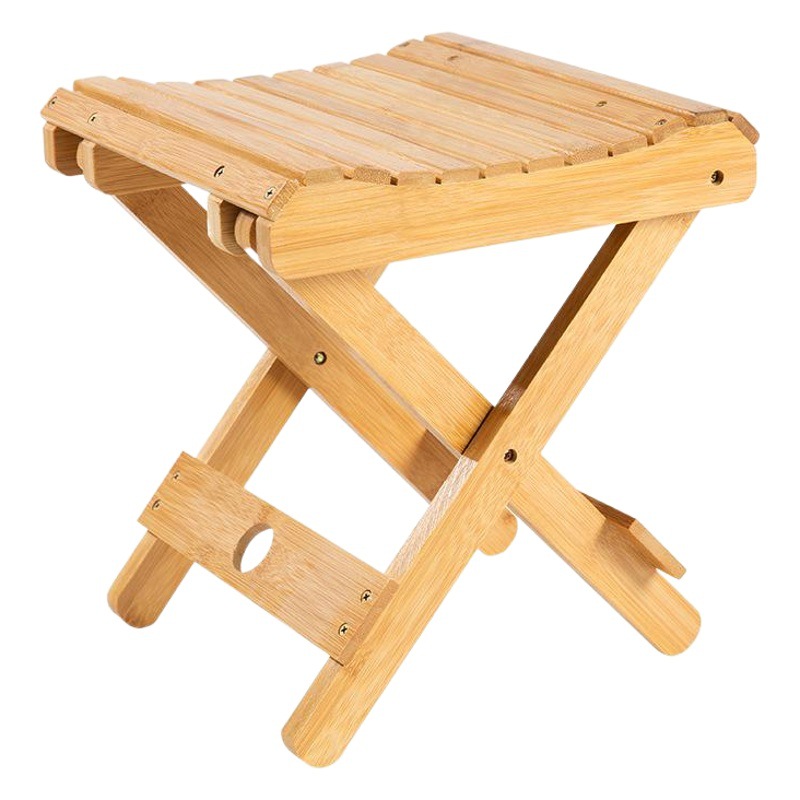 Taburete plegable de bambú taburete portátil de madera maciza para el hogar Silla de pesca al aire libre banco pequeño taburete cuadrado al por mayor