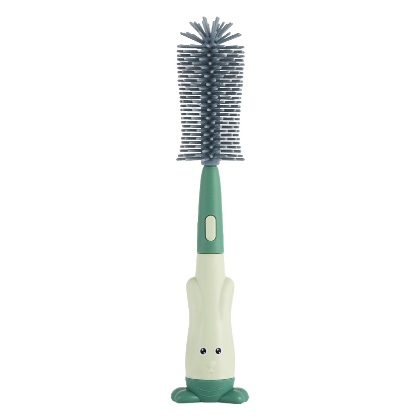 Tres en uno cepillo de botella de silicona bebé pezón cepillo de paja botella giratoria cepillo de limpieza traje