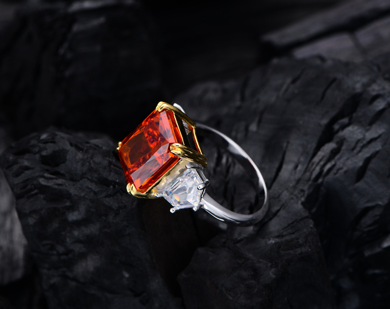 Fashion Geometric Sterling Silver Inlay Zircon Rings 1 Piece