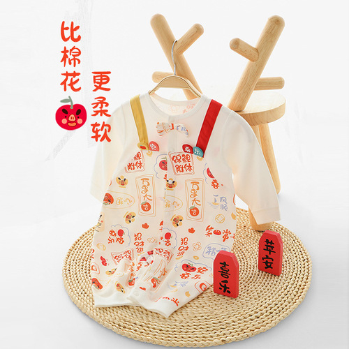 Newborn baby jumpsuit, spring and autumn dress, baby boy's stylish pure cotton romper, baby girl's autumn dress