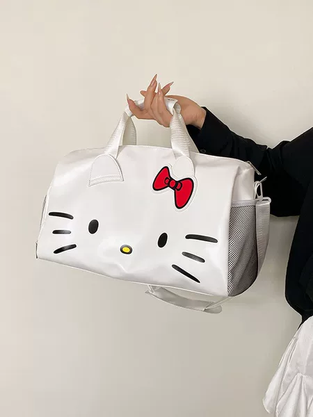 Large Capacity Travel Bag Hellokitty Cartoon Cute Large Bag with Bow Hello Kitty Handbag Crossbody