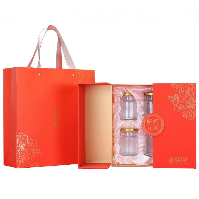 5YA1 Wholesale Orange Fresh Abalone Gift Box Edible Fish Collagen Packaging Box Red Double-Door Lotus Vase 6-Pack