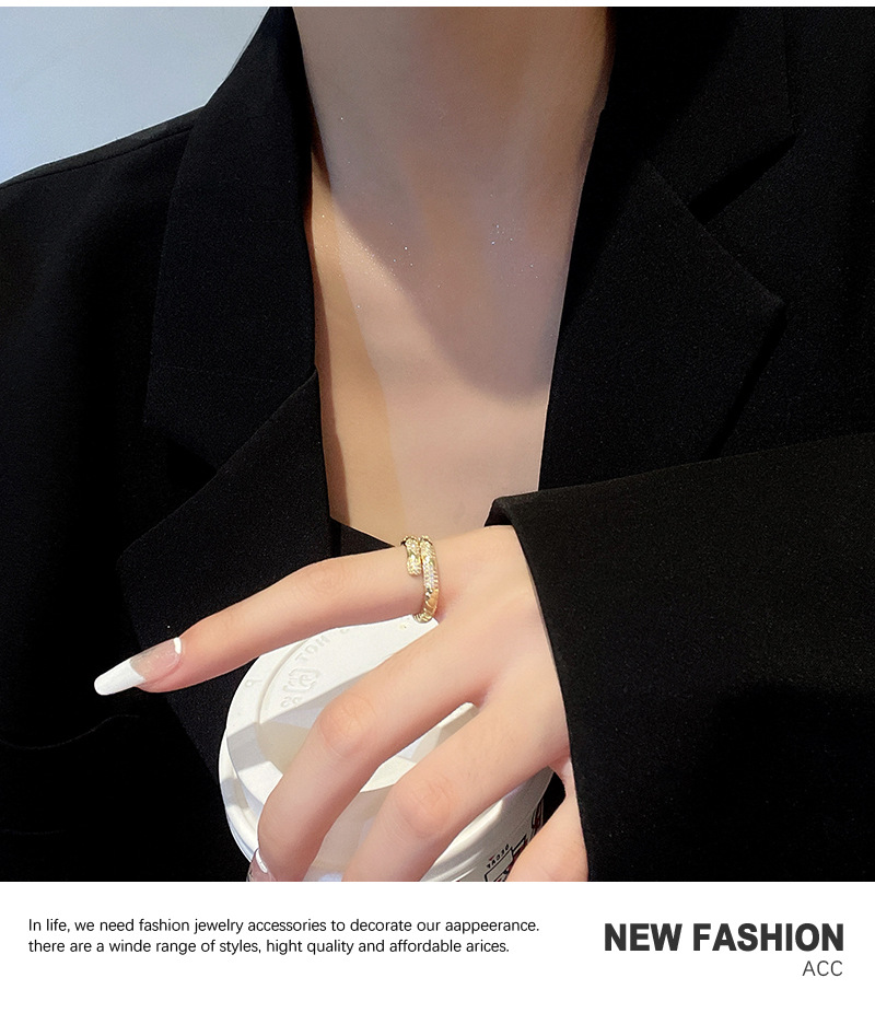 Korean fashion ring microinlaid zircon niche ring open index finger ringpicture5