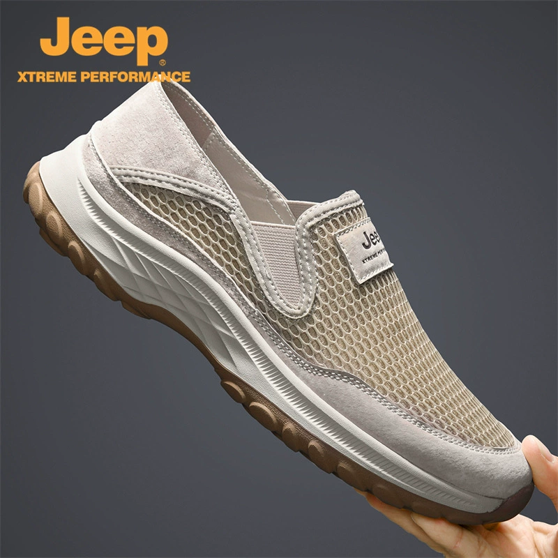 Мужская обувь Jeep, весенне-летняя обувь в сеточку, Мужская дышащая сетка без шнуровки, износостойкая повседневная мужская обувь с мягкой подошвой