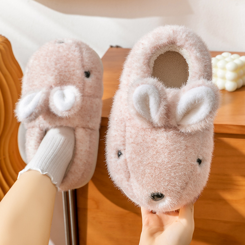 Zapatillas de algodón para mujer Otoño e Invierno 2023 Nuevo Hogar interior lindo antideslizante cálido fondo grueso felpa Zapatillas de algodón para hombres