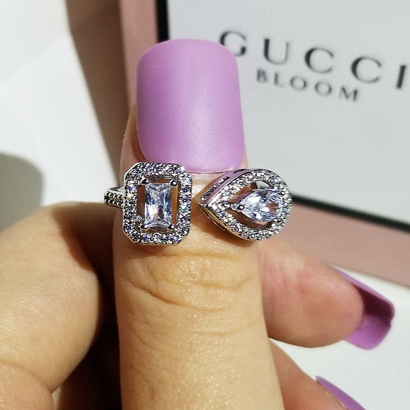 Fashion Geometric Copper Plating Zircon Open Ring 1 Piece