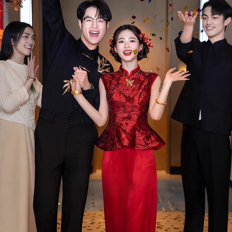 Banquet Light Luxury New Chinese-Style Cheongsam Engagement Dress 2026 New Wedding Toast Dress Bride's Homecoming Outfit Morning Gown Summer