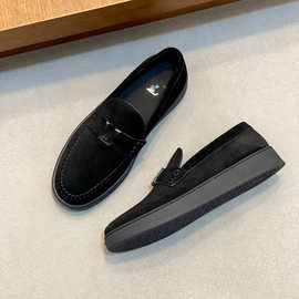 欧货外贸驴家乐福鞋男鞋一脚蹬懒人鞋休闲真皮单鞋商务通勤豆豆鞋