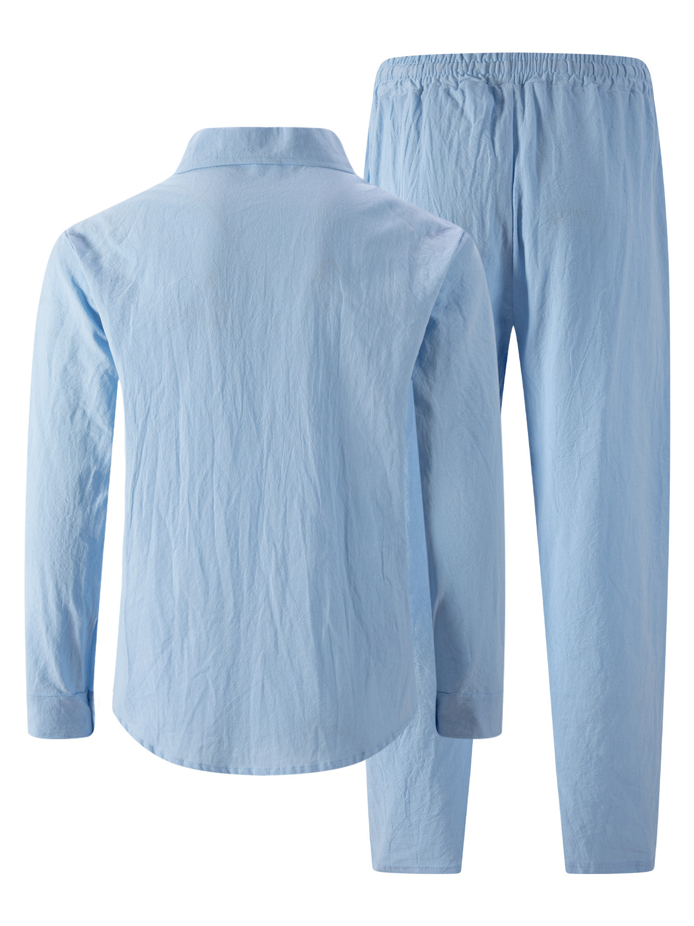 Herren Leinen Set Mit Hemd Und Hose Für Strand Und Freizeit_voghion.com