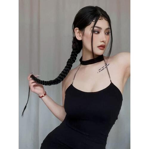 Wig braid female European and American style boxing corkscrew long braid simulation bubble braid double ponytail sweet cool spicy girl twist dirty braid 