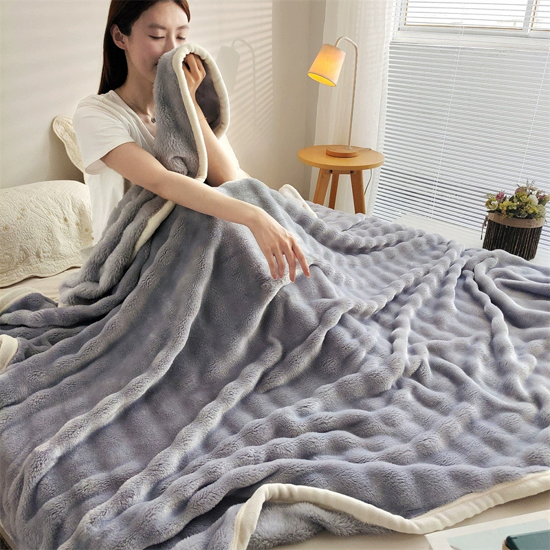Теплое однотонное одеяло-плед, одеяло из кроличьего меха, флисовое одеяло, молочный велюр, французский велюр, одеяло из искусственного кроличьего меха, очень мягкое.