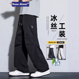 NASA工装裤男士夏季薄款速干直筒阔腿大码休闲裤青少年工装裤男