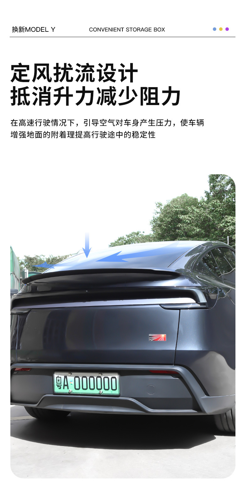 Cross-Border Wholesale of High-Performance Fixed Wind Wings and Accessories for Tesla's New Version Model Y P-Version Injection-Molded Rear Wing