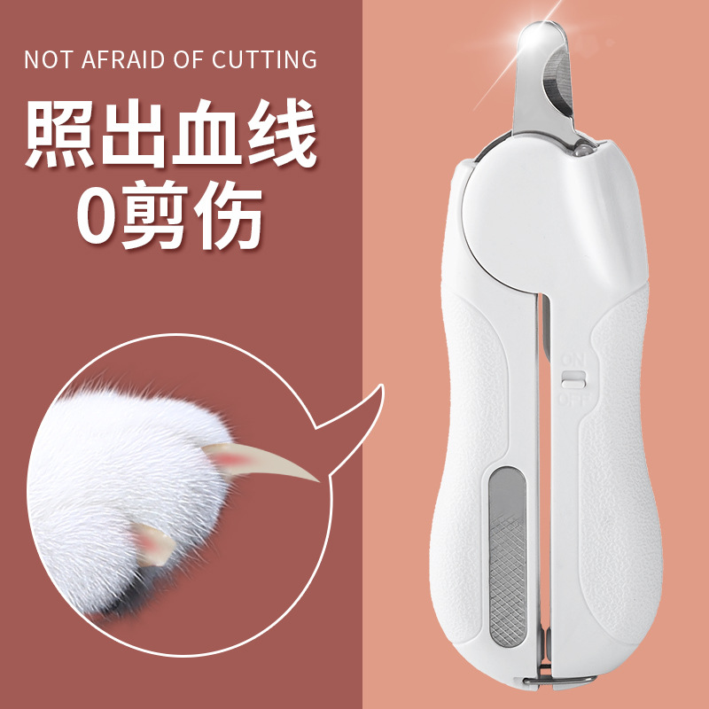 Pet cortaúñas amoladora de uñas gato y perro universal LED línea de sangre cortaúñas traje de limpieza de gato herramientas de belleza